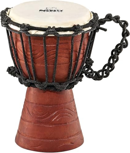 Nino Percussion Water Rhythm Djembe – Très Petit Instrument de Musique pour Enfants à partir de 3 ans – Diamètre de 4,5 pouces – Acajou, Naturel (NINO-ADJ2-XXS)