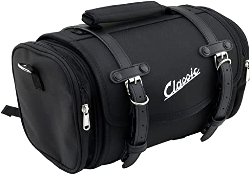 SIP Motorrad Gepäcktasche ‚Classic‘ – Hecktasche – Motorradtasche klein 33×19×18 cm ca. 10L – wasserabweisendes Nylon – Vintage – mit Regenhülle & Zahlenschloss – für Gepäckträger Vespa/Roller/Moped