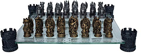 Nemesis Now Kingdom Of The Dragon Chess Set 43cm Bronze