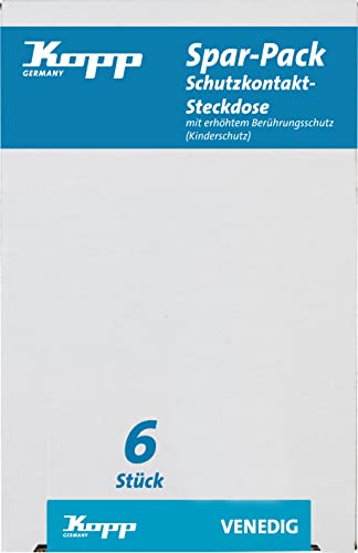 Kopp Sparpack 6 Steckdosen 1fach,erhöhter Berührungsschutz, 6 Stück, platin, 924143054 Venedig