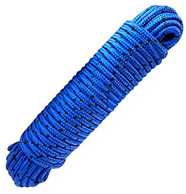 Corda polipropilene 8 mm x 20 m, Blu/Nero Guinzaglio, Multiuso corda, Carico di rottura: 700 kg