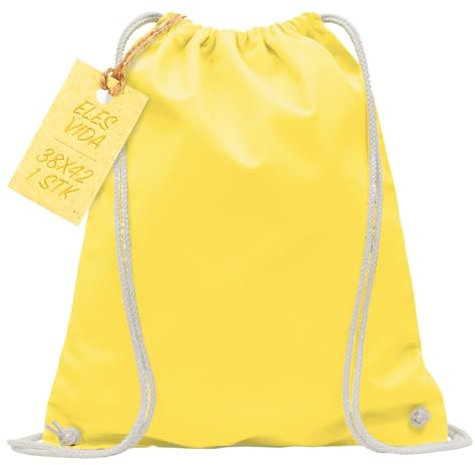 Baumwoll Turnbeutel 1 Stück 38 x 42 cm Sportbeutel - Rucksack Stofftasche Bag, Beutel, Baumwollbeutel, Jutebeutel OEKO-TEX® geprüft Stoffbeutel Damen & Herren, Kinder Gym Sack zum bemalen Gelb