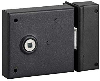 THIRARD - Serrure horizontale en applique à fouillot pour porte int., pêne 1/2tour seul, axe 60mm, carré 6mm, 85x76mm, noir