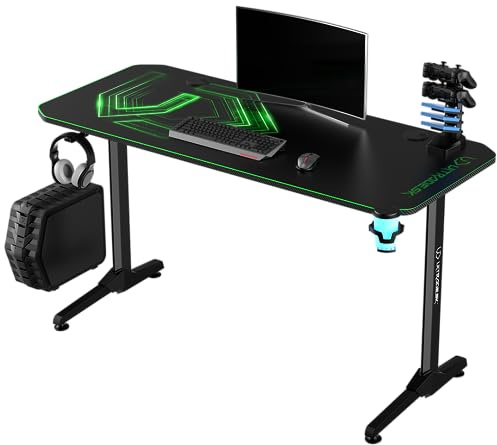 ULTRADESK Frag Grün - Computertisch, Schreibtisch, Gaming Tisch mit Mauspad und Zubehör, L: 140cm T: 66cm H: 76cm, 140 x 66 cm