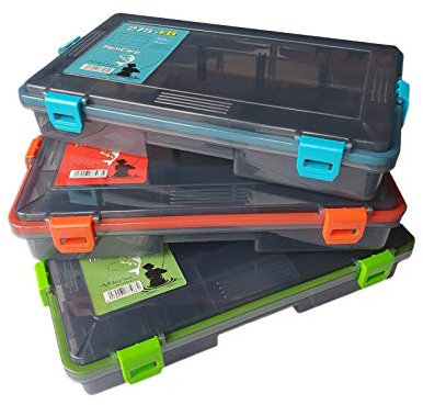 Kunststoffbox Angelbox Wobbler Köderbox farbig Angelkoffer Wasserdicht Angelkasten Groß Köder Aufbewarungsbox Angelköder Box Angelgerät Zubehör Tackle-box Organizer Gitterbox (3er Sett Rot Grün Blau)