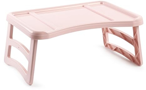 plastific Tray with Legs Folding Table for Breakfast or Lunch in Bed Holder for Phone, Tab, Eating, Writing, Reading, Working on Bed | 51 x 33 cm, One Size (Pink)