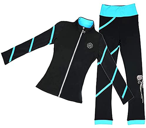 LIUHUO Schlittschuhjacke, Hose, Set, Mädchen, Schwarz, Trainingskleidung, Skating-Oberteil, Leggings