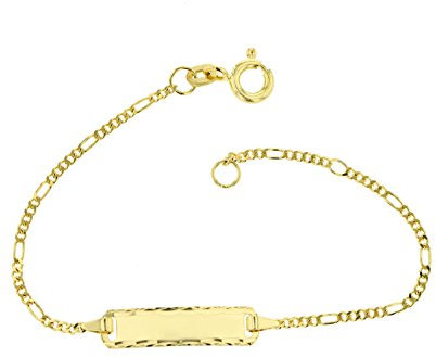 JC Schmuck 333 Gold Baby ID-Armband Kinder Goldarmband 14 cm I Figaro Armband mit Gravur Taufarmband Gold Namensarmband I Babyarmband mit Namen I Kinderschmuck made in Germany I 5.53043