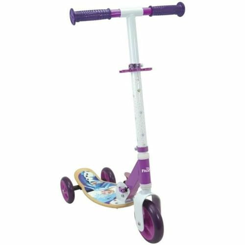 Smoby - Die Eiskönigin Wooden Scooter - 3 Rädriger Roller mit höhenverstellbarem Lenker, Holz Trittfläche und stabilem Metallrahmen, 63 x 33 x 7 cm, für Kinder ab 3 Jahren