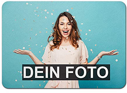 Mousepad selbst gestalten - Bedrucktes Mauspad mit eigenem Foto und Text - rutschfest, für Computer & Laptop - Kollegen, Büro, Geburtstag I Personalisierbar I Rechteck - 27cm x 19cm - Stärke 5mm