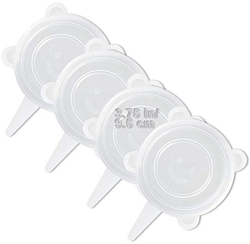 LELE LIFE 4 Pack Same Size Silicone Stretch Lids, Thicker Reusable Sturdy Silicone Container Cover, Expandable Food Storage Covers, Dishwasher and Freezer Safe,9.5cm