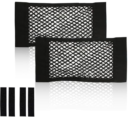 KAKKOII 2pcs Cargo Net Car Storage Net - Stretchable Mesh Pocket Net Magic Tape Universal Mesh Car Accessories Interior Organizer,13.8 x 9.8Inch(35 x25cm)