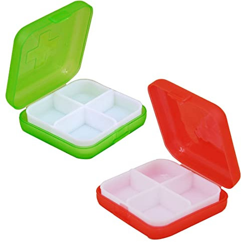 YATEICBC 2 x Portapillole Giornaliero in plastica con 4 scomparti Contenitore per medicinali - Portatile e tascabile