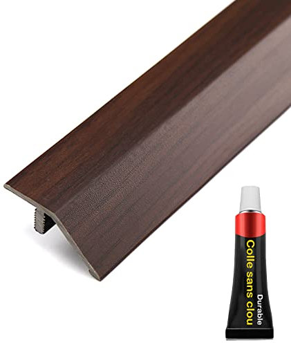 LAIDEPA PVC Abdeckleisten Für Fußböden, for Holzboden to Teppich Übergangsschiene, Innen Außen Dekorativ Übergangsprofil, Mit Holzmaserung Schwellenrampe, Schnelle Montage,Black wat,135cm (53.1in)