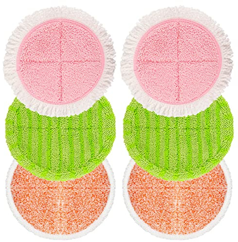 Sgizoku 7.28In Floating Microfibre Mop Pad for Air-Crafts PowerGlide Replacement Pads,Scrub Pads Compatible with PowerGlide/OGORI Electric Steam Cleaner Mop,2Heavy Scrub Pads,2Soft Pads,2Scrubby Pads