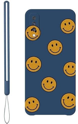 KARTXITAI Hülle Kompatibel mit Samsung Galaxy A70, Kreatives Graffiti Lächelndes Gesicht Muster Weiches Stoßfeste Cute Matte Schutzhülle mit Bumper Case Handyhülle Rückseite-Blau 1