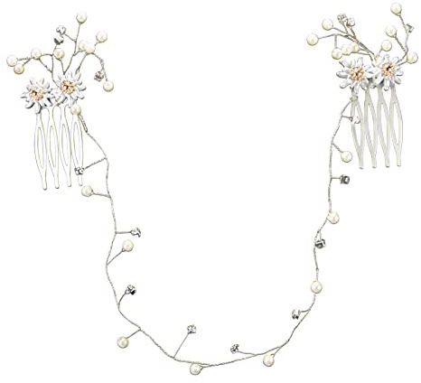 Alpenflüstern Trachten-Edelweiss-Haarkamm Set Greta & Perlen - Damen-Trachtenhaarschmuck mit Edelweiss bi-color-farben (creme-weiß) ADV134