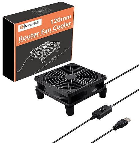 NewHail Leise 120mm Router Lüfter Ventilator mit 3 Einstellbare Geschwindigkeiten, DC 5V USB Powered Cooling Gehäuse Lüfter für Router Modem Receiver DVR TV Box Computer AV-Kabine