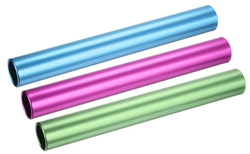 M METERXITY 3 Pack Relay Track Baton - Smooth Aluminum Alloy Hollow Tube, Apply to Team Building/Relay Races (Green, Pink, Blue)