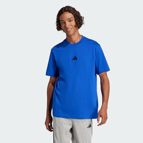 adidas Hombre Essentials Small Logo Single Jersey Shirt, Team Royal Blue/Black, L