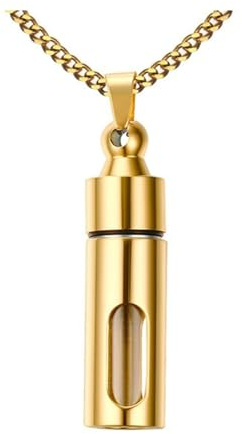 Homxi Männer Anhänger Kette Schwarz,Kette Edelstahl Anhänger Herren Zylinder Urne Anhänger Kette Schwarz
