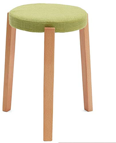 Fußhocker Fußhocker Ottoman Esszimmerhocker Runde Bank Stapelhocker Holzstütze Abnehmbare und waschbare Küche, 4 Farben (Farbe: Grün#A, Größe: 30X44CM)
