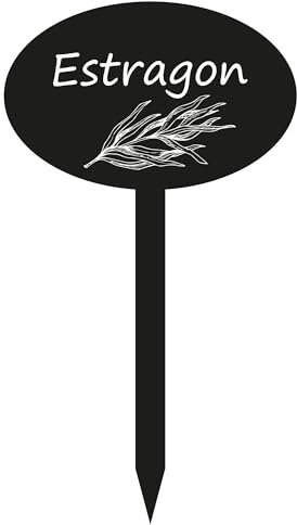 INDIGOS UG - Marqueur de plantes en panneau composite d'aluminium - pour jardin, parterre de fleurs - estragon - 12,5 cm de haut - résistant aux intempéries - étiquettes de plantes étiquetées - étique