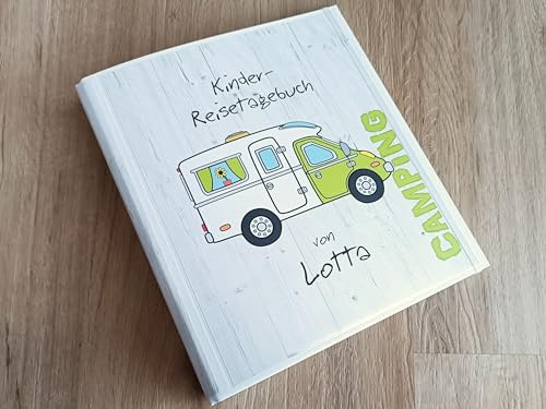Kinder-Camping-Reise-Tagebuch für Wohnmobil (Teilintegriertes WOMO) PERSONALISIERBAR Ringbuch DIN A5