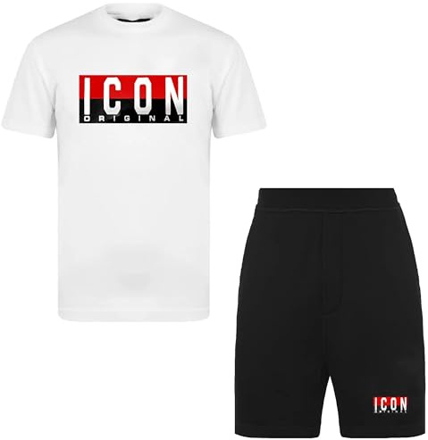 Vibes Mens Cotton T Shirt and Short Set Icon Tracksuit Men's Top Short and T-Shirts Sets Summers Outfit Tracksuit for Men's Summer Essentials Wear For Everyday, Size S M L XL XXL (White, M)