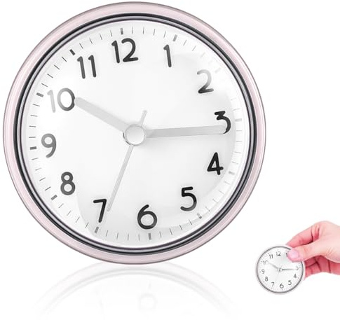 Luxshiny Duschuhr Wasserdicht Mit Saugnapf Badezimmeruhr Zum Aufhängen Wanduhr Für Dusche Badewanne Küche Und Feuchte Räume Dekorative Uhr