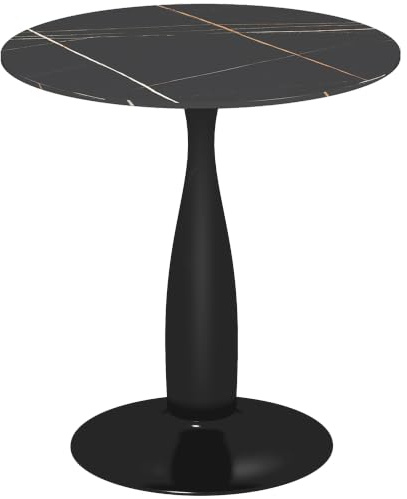 HOMCOM Esstisch 70 x 70 cm rund für 4 Personen mit Mamoroptik Schwarz | Küchentisch, Esszimmertisch, Säule-Bein, Kaffeetisch, Moderner Tisch, für Küche, Esszimmer und Wohnzimmer