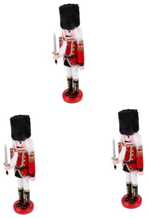 PRETYZOOM 3 Pièces Soldat Casse-Noisette Décoration De Casse-Noisette Décoration De Bureau De Noël Accessoires De Jardin Miniatures Figurine De Casse-Noisette De Noël Kurt Casse-Noix Bois
