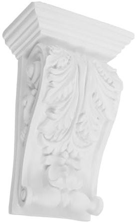 Housoutil Ménsula Decorativa Tallada Pu Blanca 13,5 Cm Para Estantes y Revestimientos, Adhesivo Para Muebles Vintage, Aplique Para Decoración De Interiores, Kit Único Para Pared y Techo