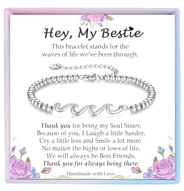 Regalo para mamá, esposa, abuela, hija, amiga, mejor amiga, hermana, pulsera de ondas plateadas, regalo para mujer, ideas de regalo de cumpleaños, las olas de la vida que hemos pasado juntos, regalo