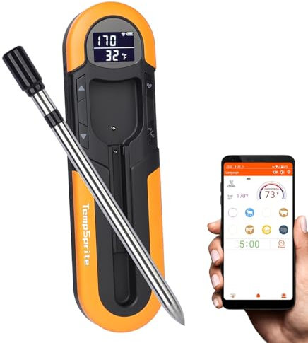 660FT Bluetooth Meat Thermometer Digital Wireless with Smart App, Rechargeable Wireless Meat Thermometer for Oven, BBQ, Rotisserie, Kitchen, Gift