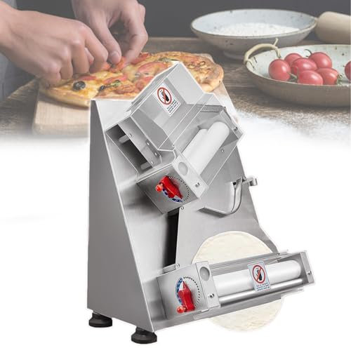 CWCQGH Sfogliatrice per Pasta per Pizza Commerciale, sfogliatrice per Pasta per Pizza elettrica Automatica da 370 W, in Acciaio Inossidabile, Adatta per Macchine per Pasta, Pizza, Pane e Pasta
