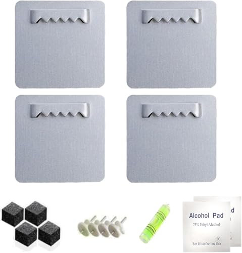 4er Set Bilderhaken Selbstklebend,Metall Aufhängung Bild Aufhängen Ohne Bohren,4 x 4cm Rechteckig Klebehaken Bilder Aufhängen,Spiegel Aufhängung mit 4 Schrauben,für Schwere Bilder Fotos
