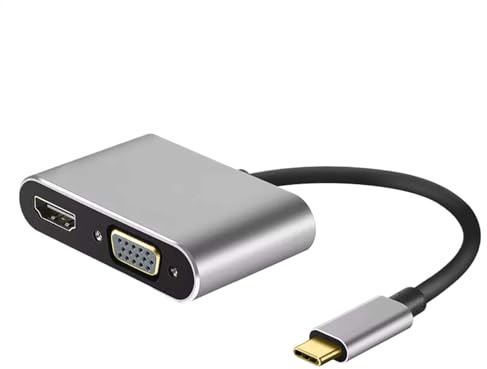 4K HD VGA Puerto de carga USB 3.0, USB C a DVI VGA adaptador | Conversor de vídeo multipantalla macho a hembra Conector, portátil 4 en 1 Multiport HDTV Port Hub para cine en casa