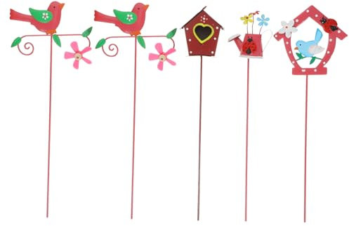 BESPORTBLE 5stücke Metall Dekorative Gartenstecker Cartoon Mini Gartenstake Für Außenbereich Garten Rasen Osterdekoration Frühling Ornament Gartendekoration