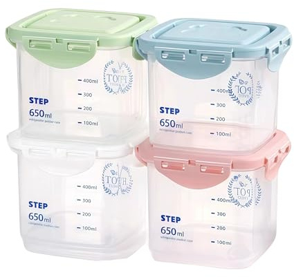 MEETOZ Airtight Food Storage Containers,4 Pack 23oz with Lids Mousse Layered Cake Sealed jar,Reusable kitchen storage containers,for Cereal, Flour, Sugar,Cake
