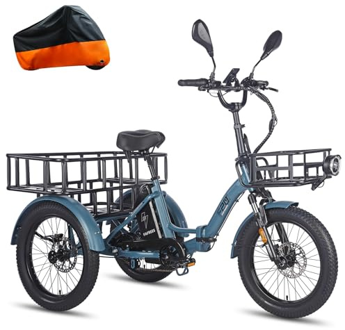 Fafrees F20 Mate E Dreirad für Erwachsene 21Ah 48V Akku [ Offiziell ] Damen E Bike Herren 65N.m, hintere Dreifachbremsen 1008Wh, Elektrofahrrad Fahrrad IPX5, Elektro Ebike 20 Zoll, Trike 180kg- Update