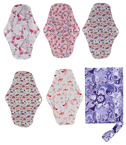 Holibanna 5stücke Wiederverwendbare Waschbare Stoffbinden Aus Bambusfaser Mit Hygienischem Napkin Bag Atmungsaktiv Saugfähig Komfortabel Für Menstruation Wochenbett Und Leichte Inkontinenz