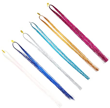 OATIPHO 12stücke Haar-lametta-stränge Bunt Für Party Mädchen Glitzer-haar-lametta Haarverlängerungen Lametta