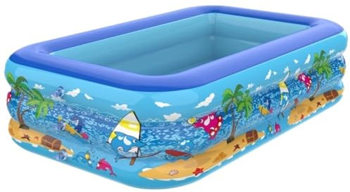 Piscine Enfant, Piscine Gonflable Enfant Piscine gonflable de 110 à 180 cm, pataugeoire intérieure et extérieure en PVC, piscine épaissie de dessin animé for tout-petits et enfants(110X83X34CM)