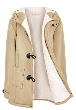 Yuson Girl Abrigos Mujer Invierno Chaqueta con Horn Botones Espesar Hoodie | Elegantes Sudaderas, con Capucha, con Capucha, Cremallera Outwear con Bolsillos