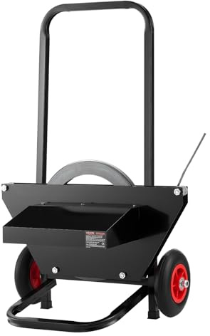 VEVOR Carrello per Reggiatura, per Bobine di Reggette in Acciaio con Diametro Esterno del Nucleo di 600 mm, Distributore di Reggette con Ruote in Gomma, per Fabbriche, Magazzini, Aree di Carico