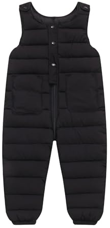 MJGkhiy Pantalon de neige pour enfants, hiver, pantalon long de ski, vêtements chauds, salopette de snowboard modèles coupe-vent, chaud, imperméable et respirant, Noir , 3-4 ans