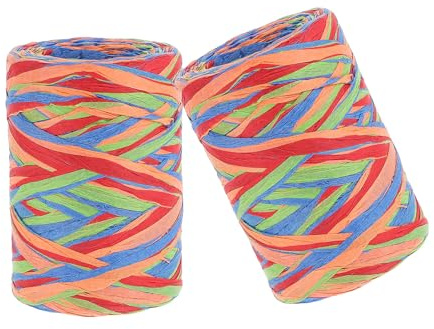 DEARMAMY Corda di Carta Rafia Colorata 80m Spago Naturale per Decorazioni Fai da Te e Confezioni Regalo Nastro Resistente e Riutilizzabile per Artigianato Feste e Imballaggi Creativi