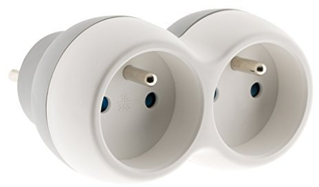 Zenitech - Biplite Encastrée Boléa 2x16A - Gris et Blanc - Design Bicolore - Installation Encastrée - pour Appareils Énergivores - Optimise Espace - Sécurité et Durabilité Assurées