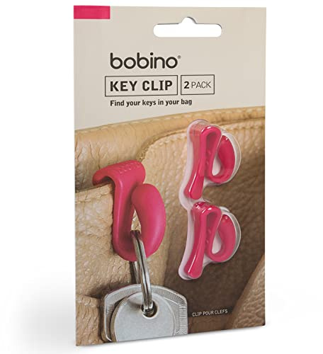 Bobino | Key Clip | Purse Key Holder | Key Hook for Bag | Key Hook for Keychain | Purse Accessories | Key Chain Hooks & Compact Key Holder | Minimalist Key Hanger | 2 Pack Rubine